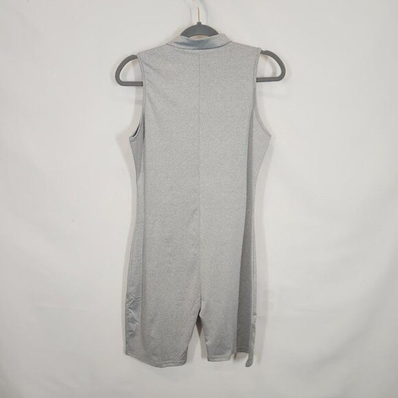 Daisy Zip Front Mock Neck Romper - Gray - Size Small - Picture 3 of 7
